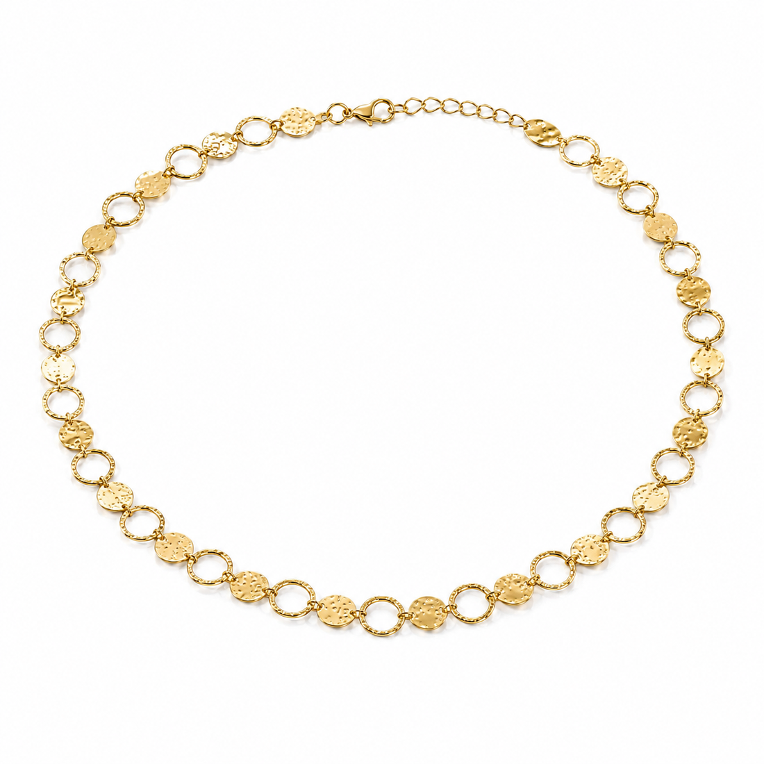 Spiral circle necklace long gold