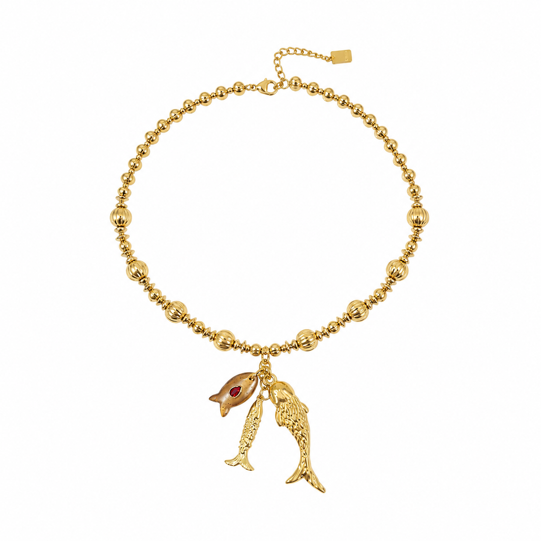 Fishy beads necklace gold