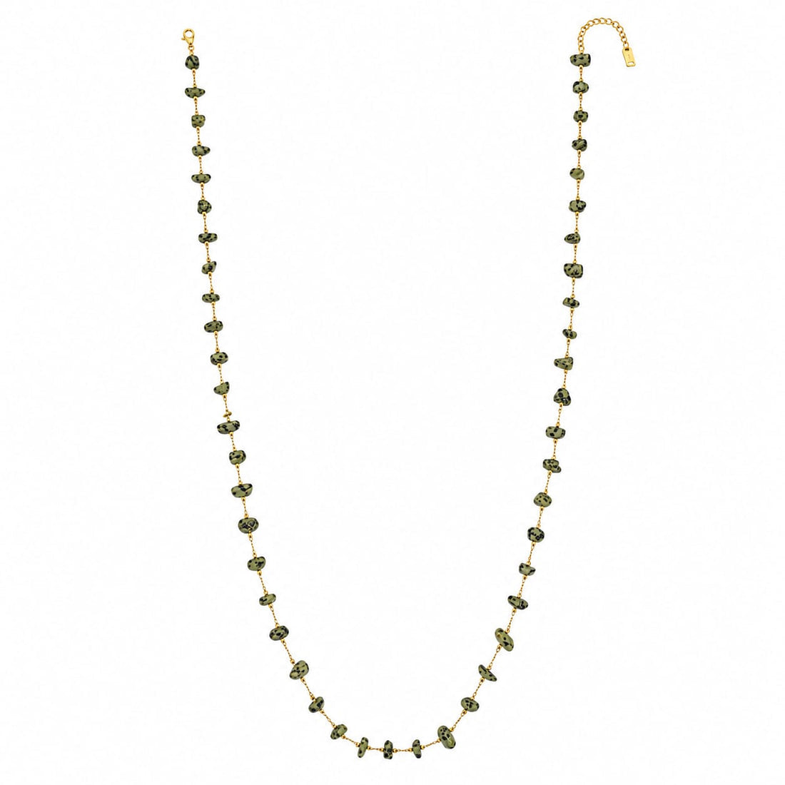 Stone necklace long green gold