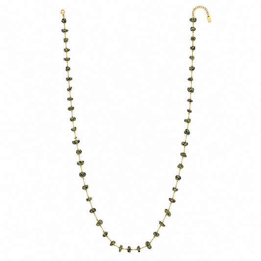 Stone necklace long green gold