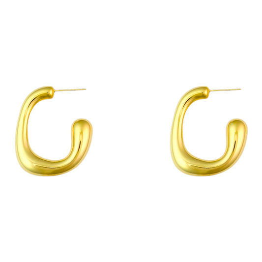 Oval hoops earrings gold