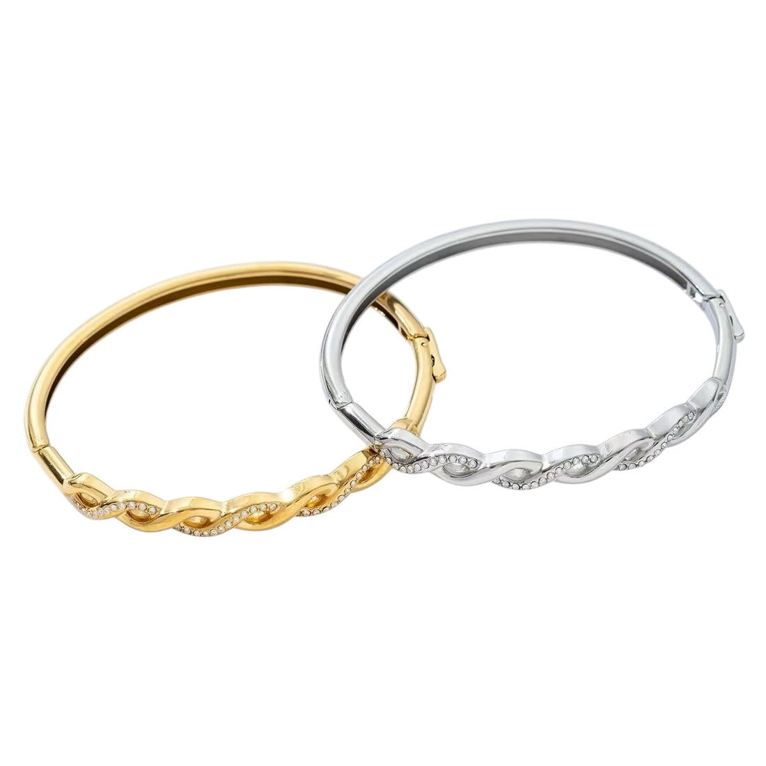 Wavity glitter bangle silver