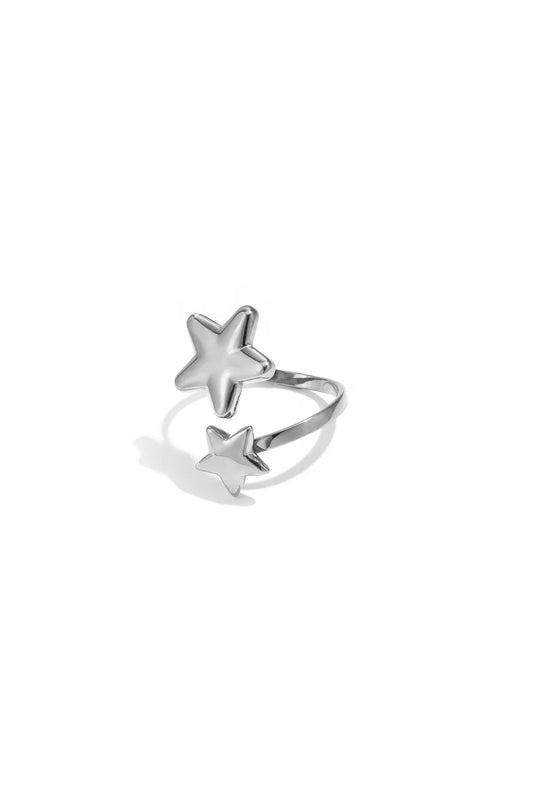 Double star ring silver