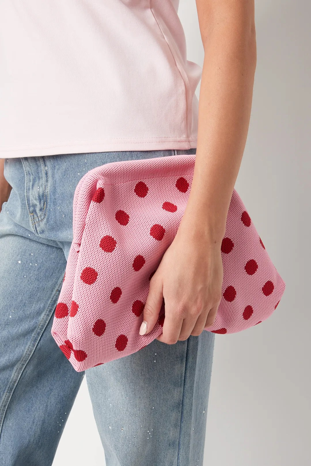 Polka dot bag brown/white