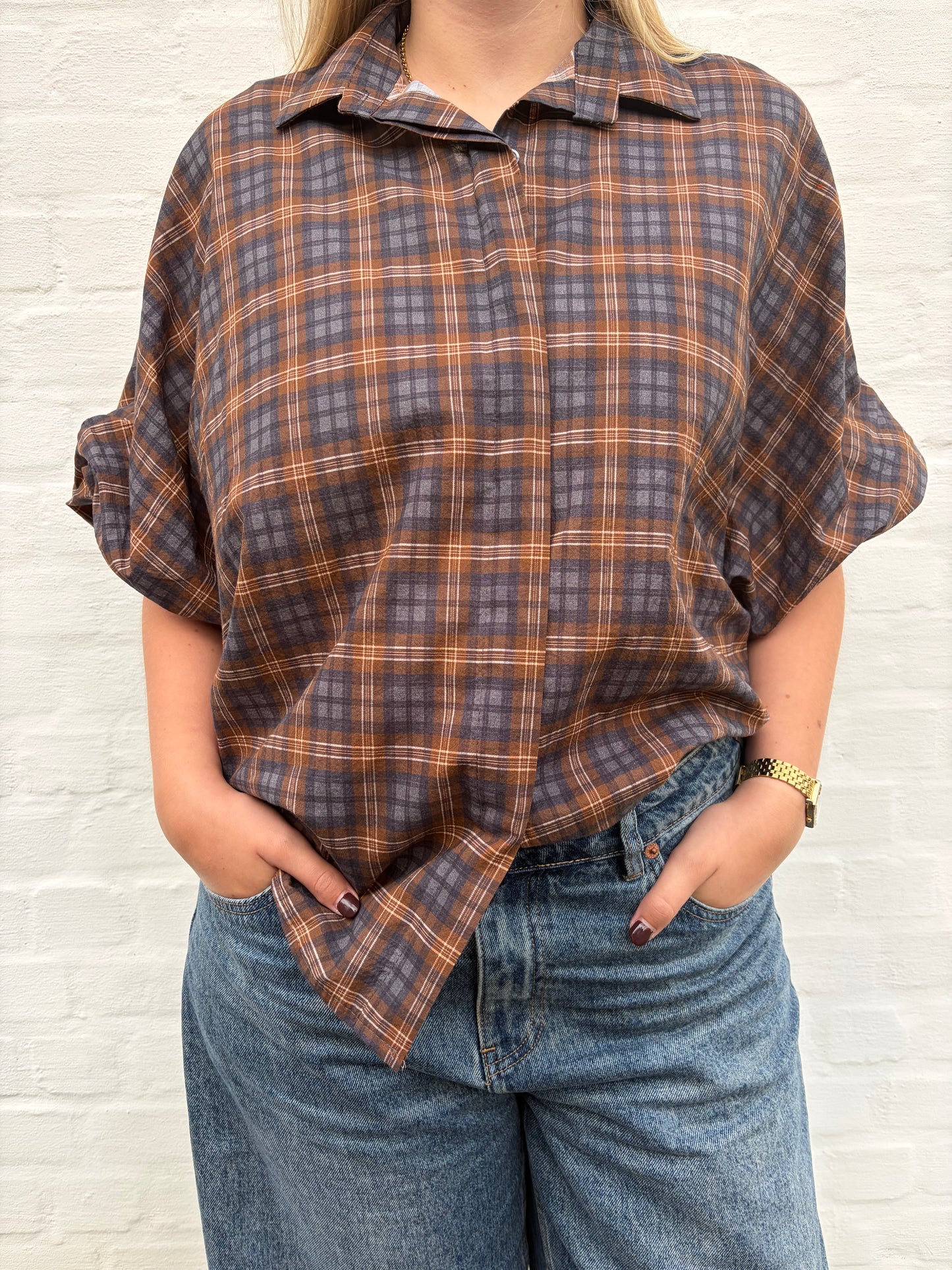 Emma blouse brown LONG