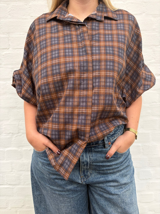 Emma blouse brown LONG