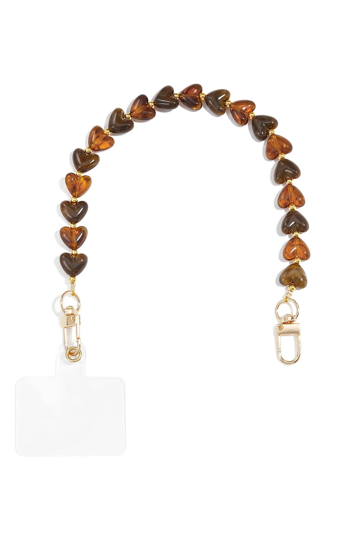 Shades of brown hearts phone chain
