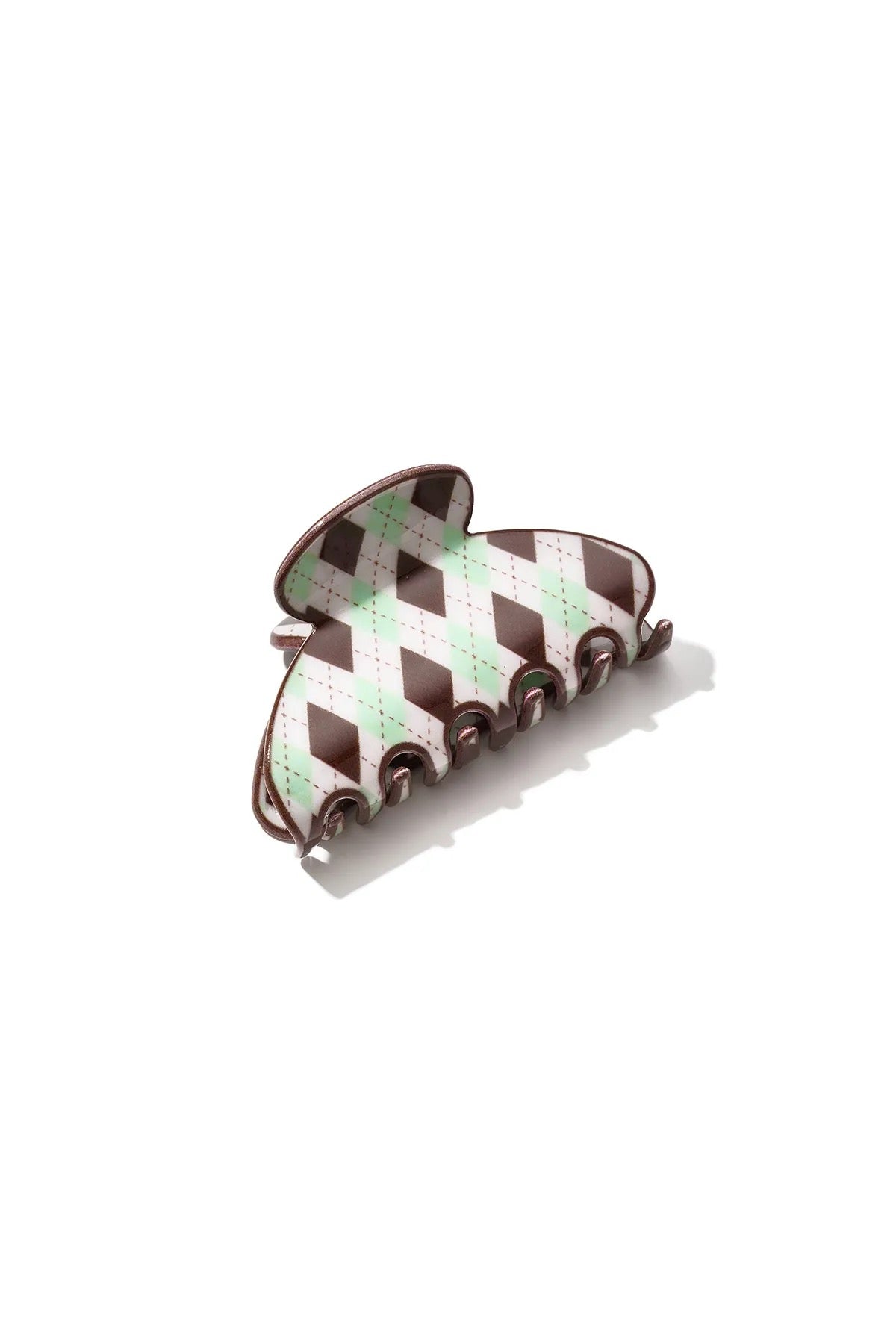 Checkered hair clip brown