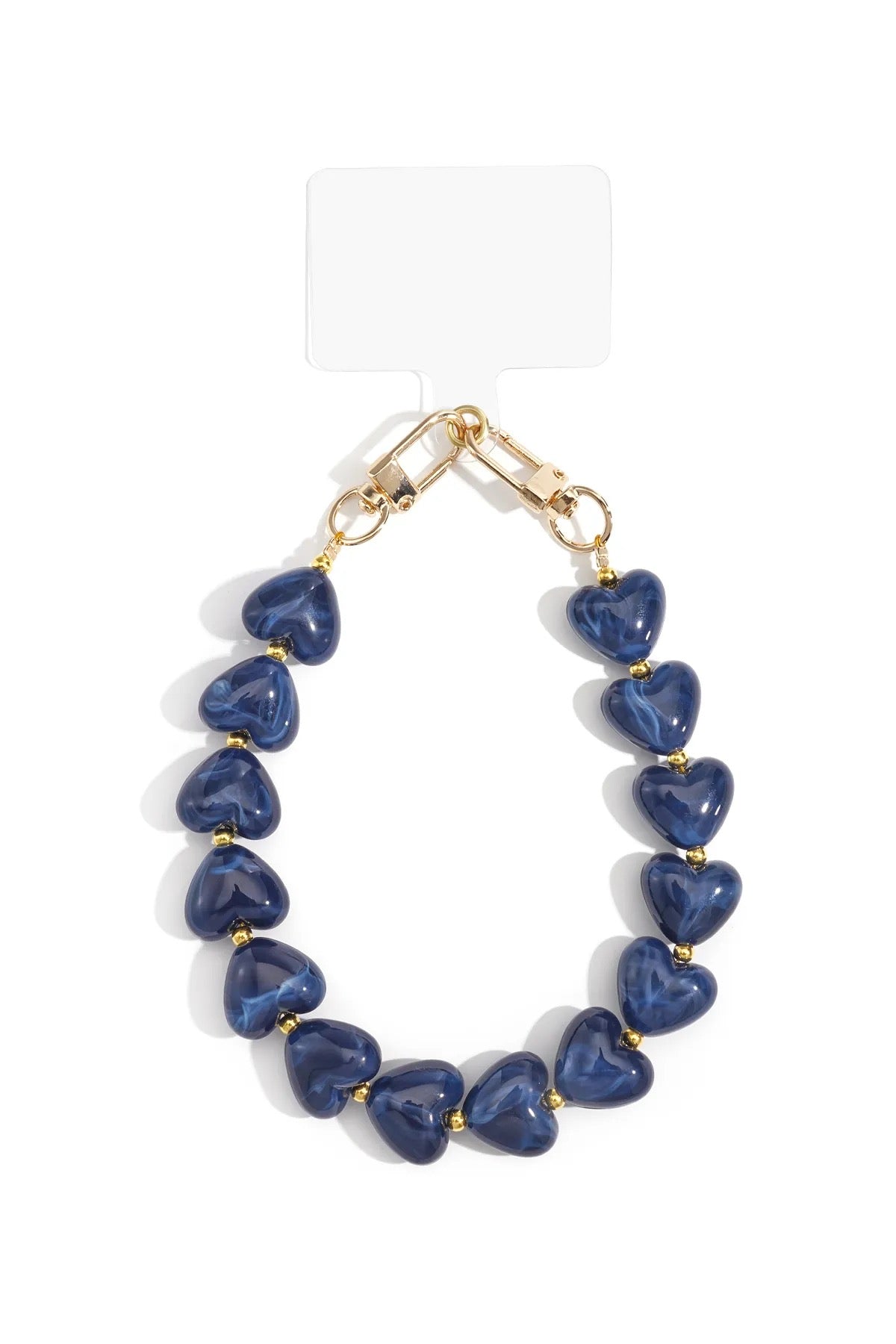 Navy hearts phone chain
