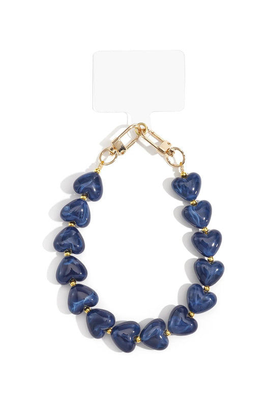 Navy hearts phone chain