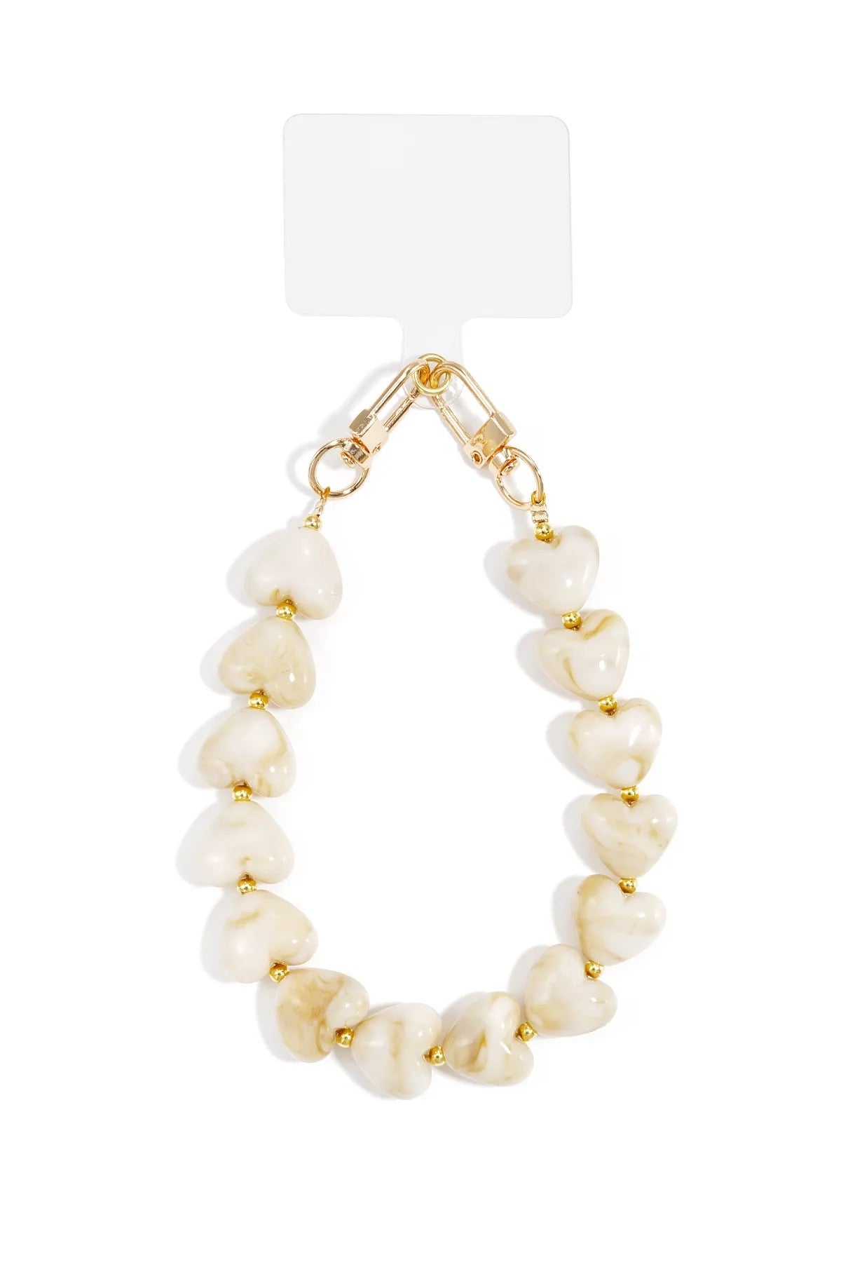 Beige hearts phone chain