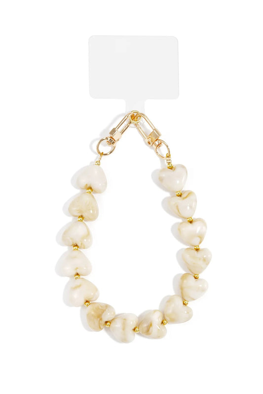 Beige hearts phone chain