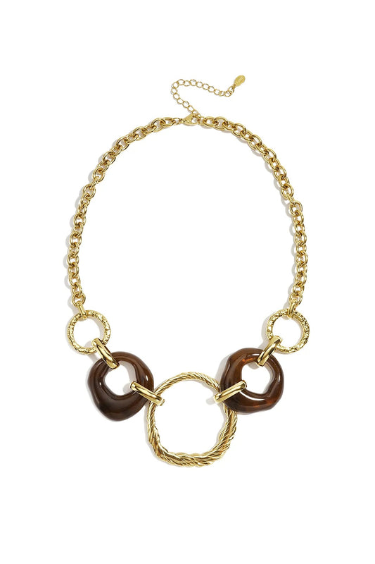 Brown circle necklace gold
