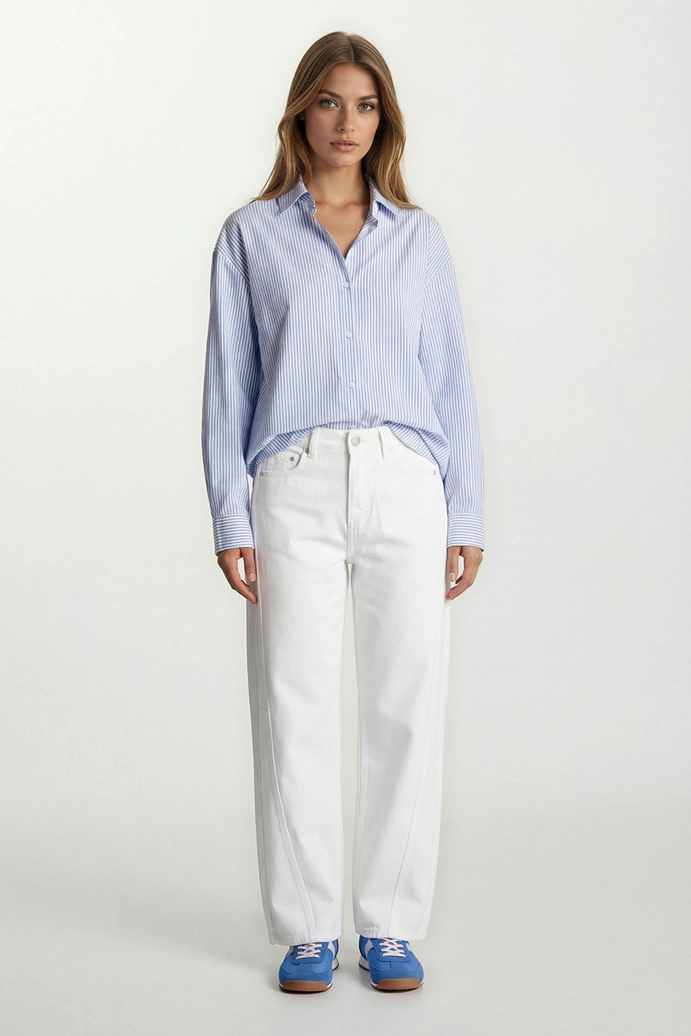Open heart blouse blue