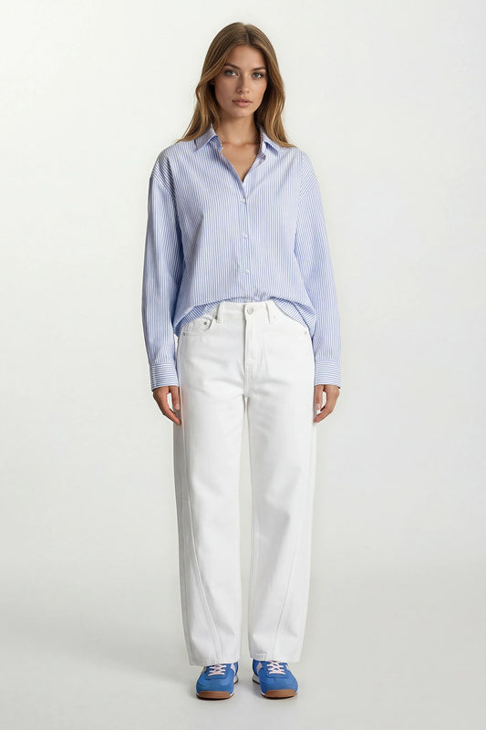 Open heart blouse blue