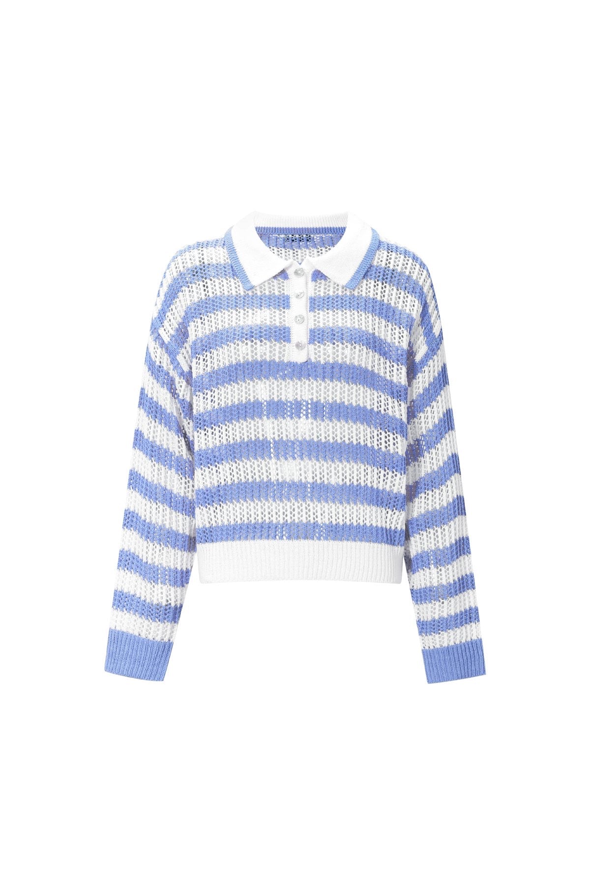 Knitted polo blauw