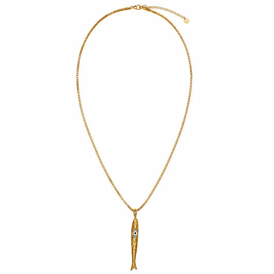 Larissa fish necklace long gold