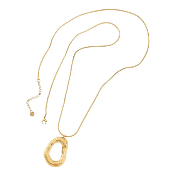 Oval necklace long gold