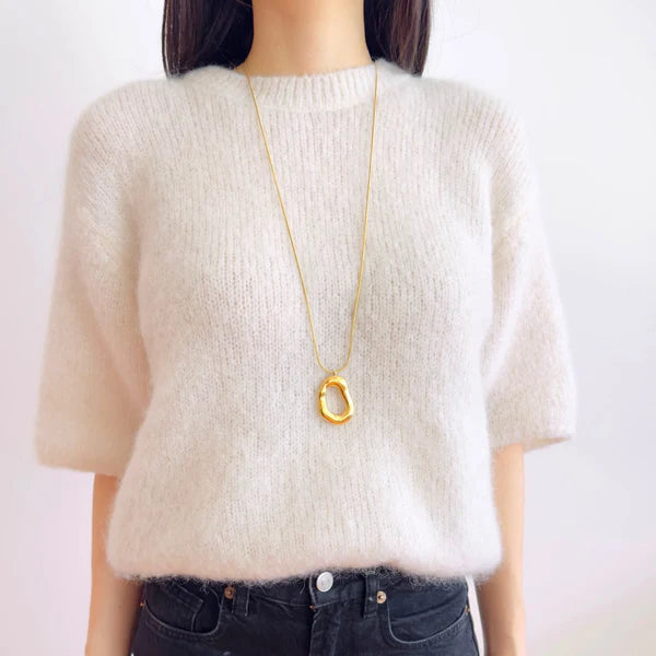 Oval necklace long gold