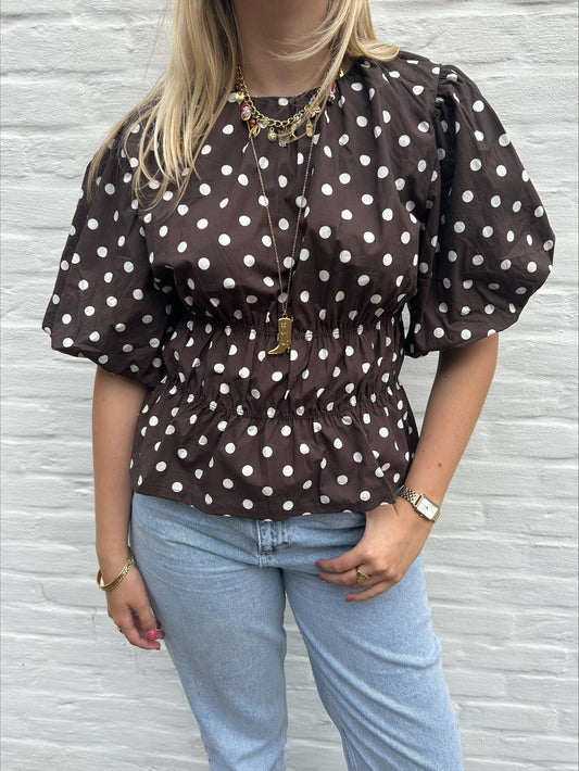 Polka dot balloon top brown