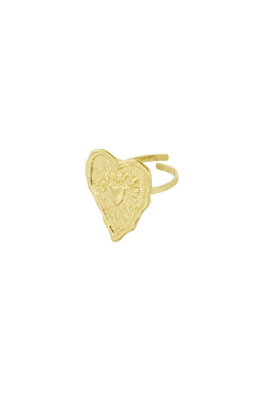 Ring wrinkle heart gold