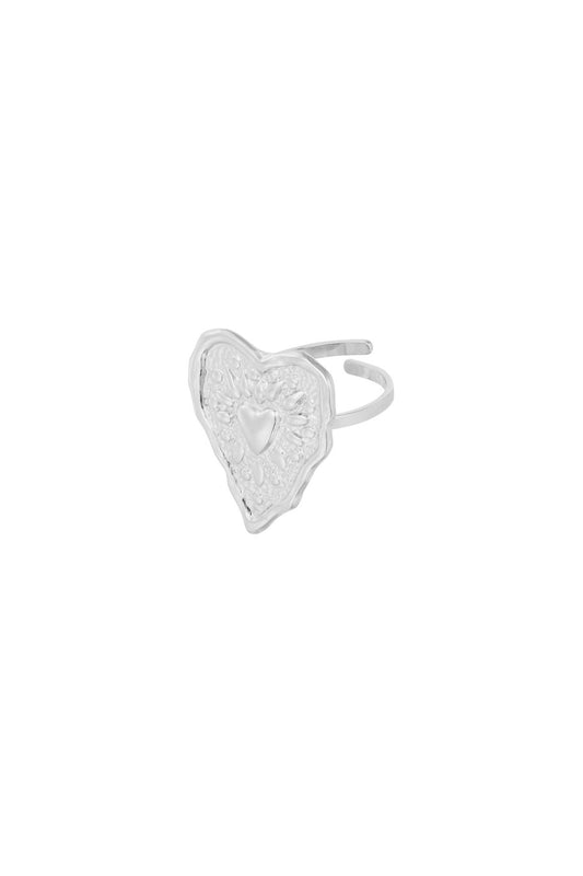 Ring wrinkle heart silver