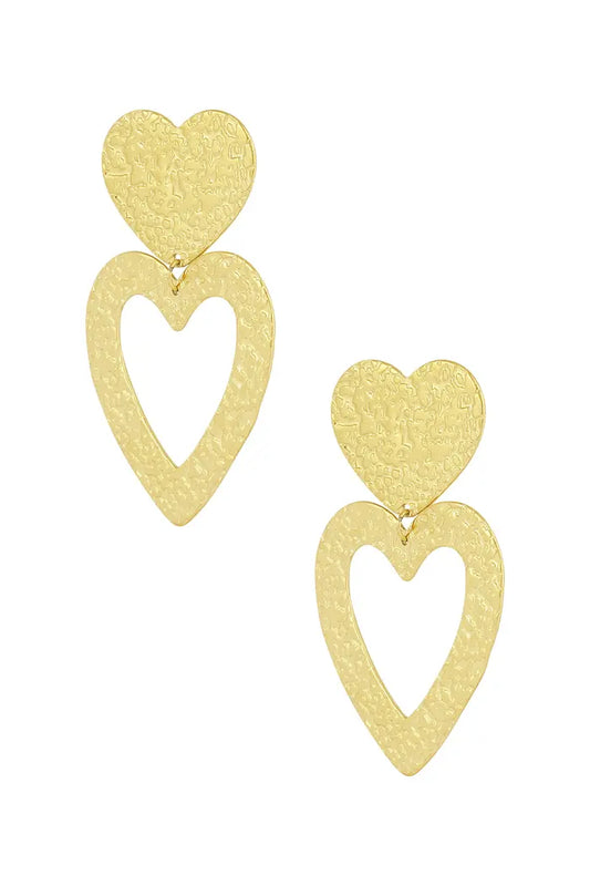 Structure heart earrings gold