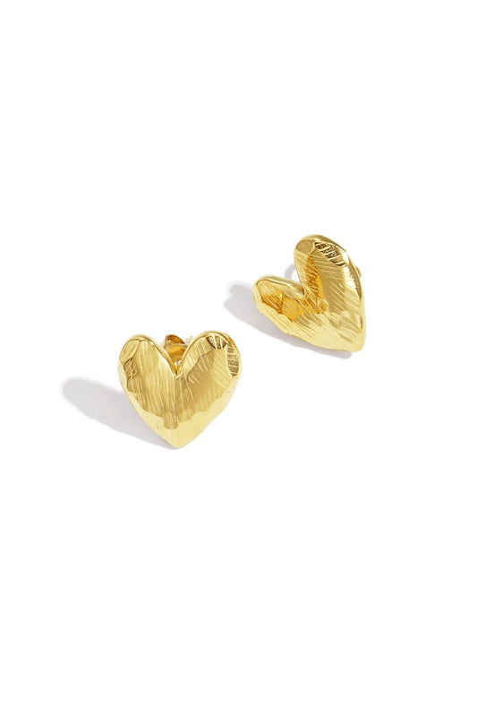 Stud earring simple heart gold