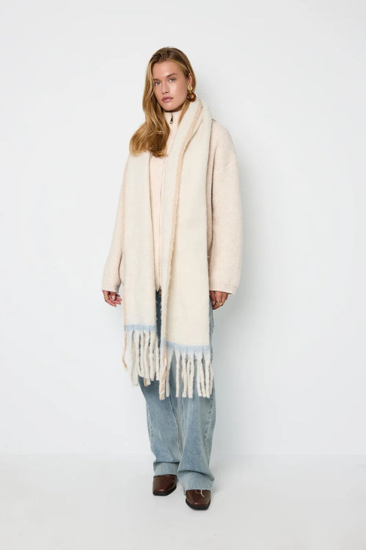 Winter scarf simple white/blue