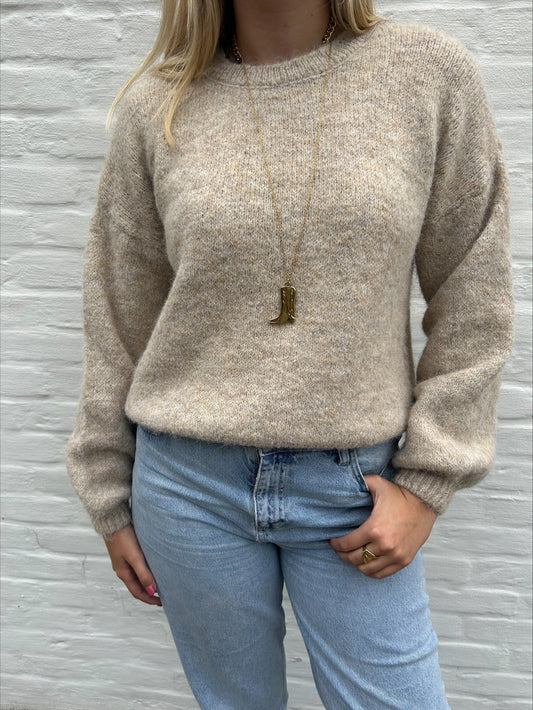 Basic comfy trui taupe