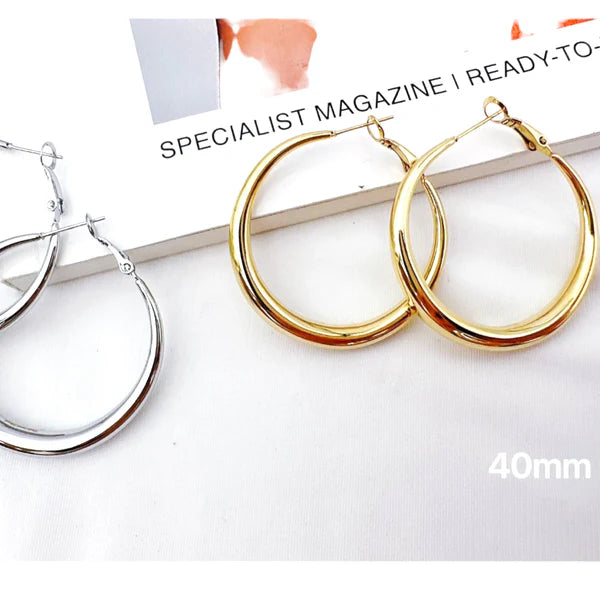 basic hoop silver 4 cm