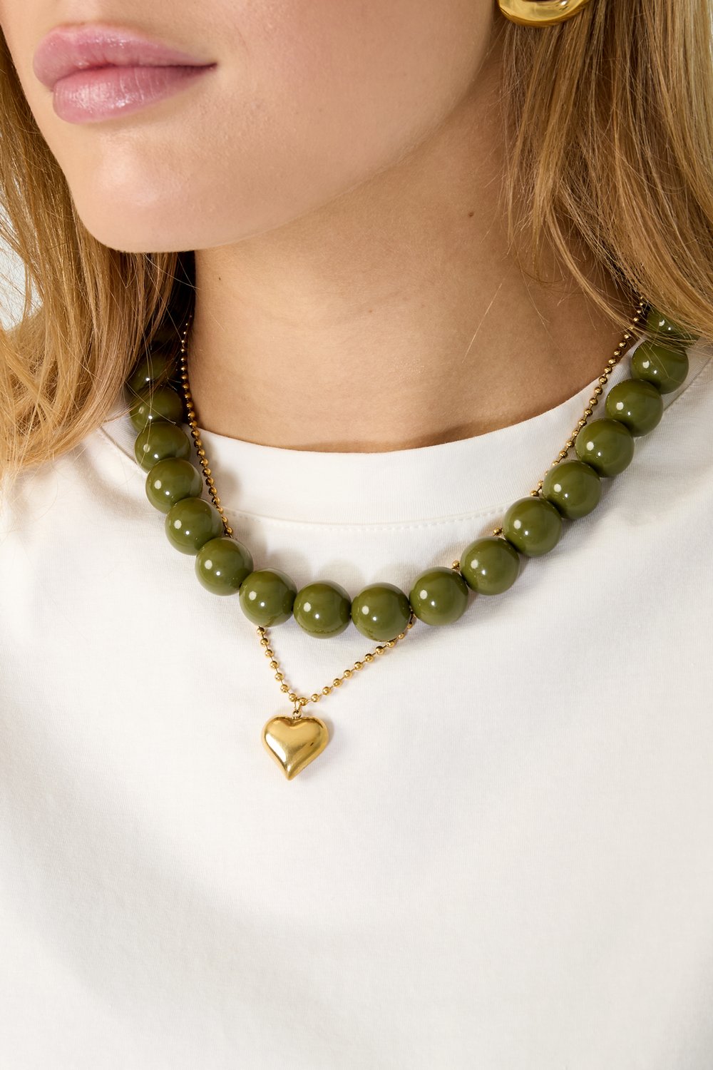 Beads necklace butter yellow