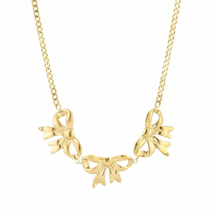 Big bows necklace gold