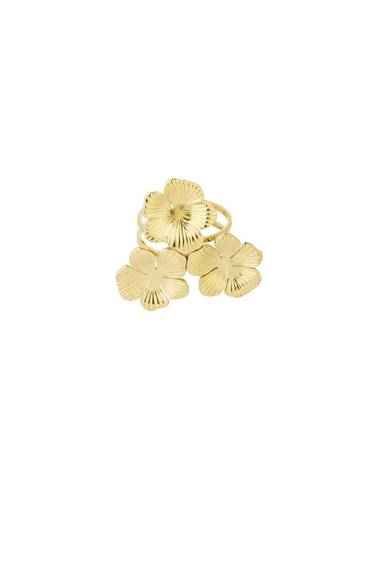 Bohemian flower ring gold