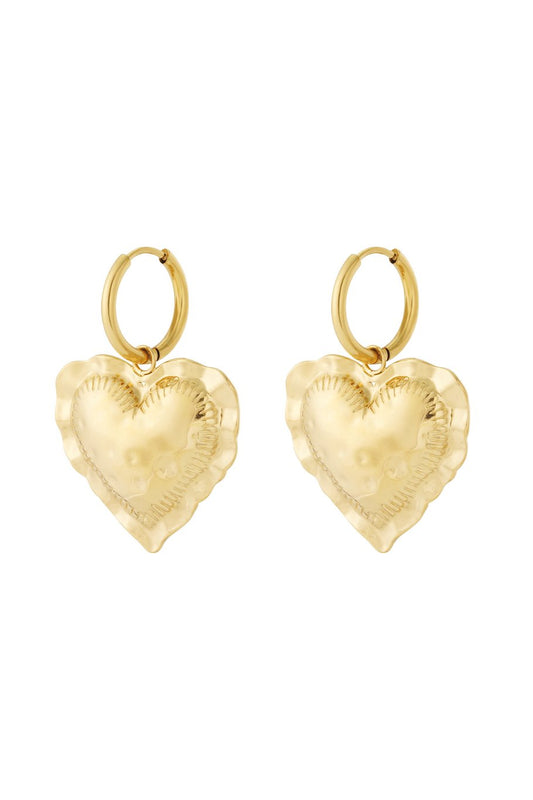 bubble heart earrings gold