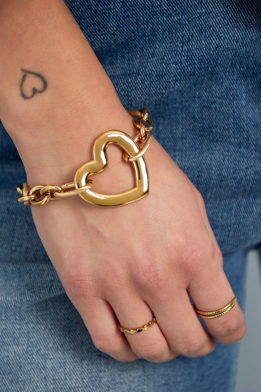 Chain of hearts bracelet silver