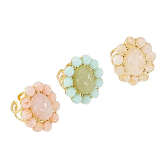 Chunky flowery ring l. pink