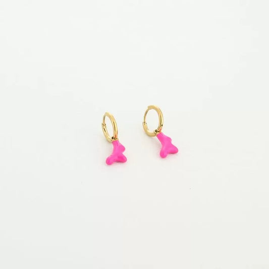 Coral small earring fluo pink
