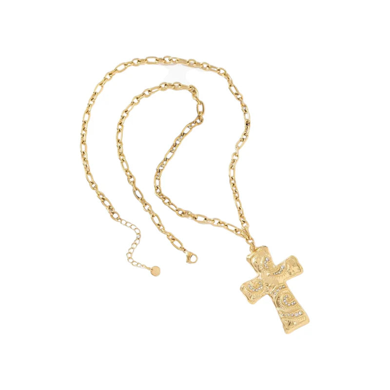 Cross lover necklace gold