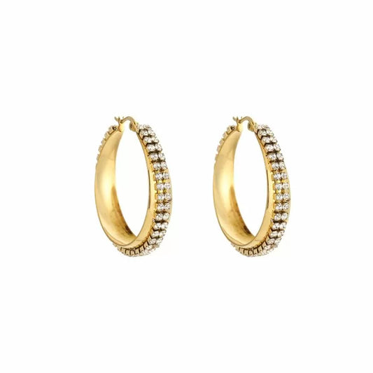 Diamond hoops earrings gold