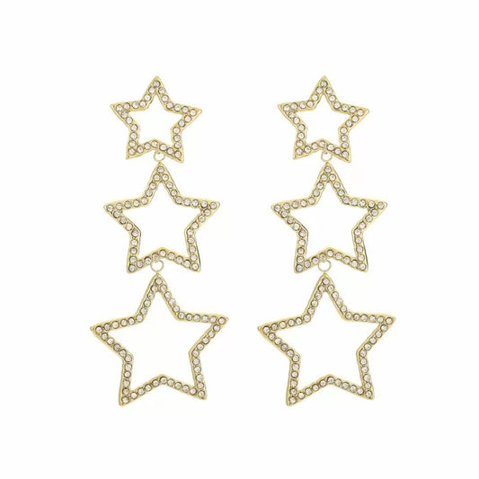 Diamond stars earrings gold