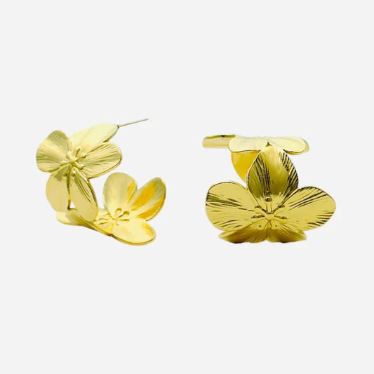 Double flower hoop gold