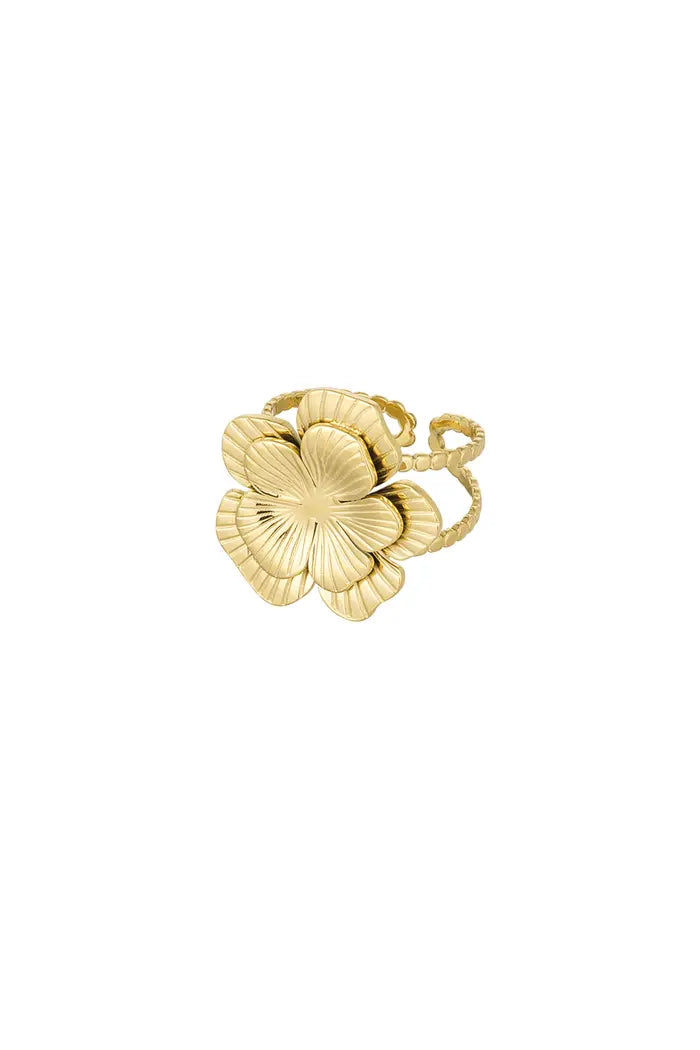 Double flower ring gold