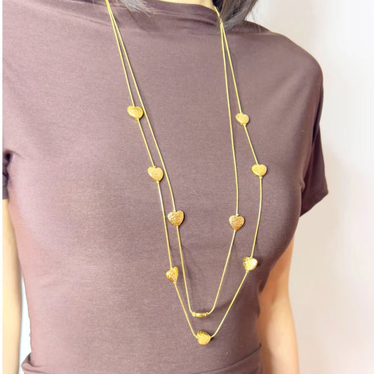 Double love long necklace