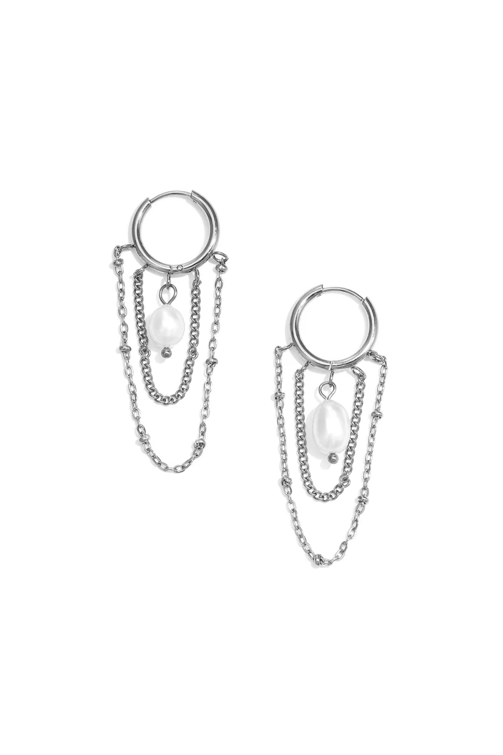 Earring dangle chain silver