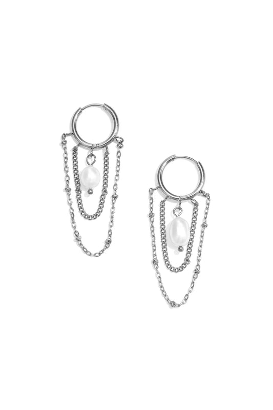Earring dangle chain silver