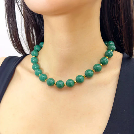 Fall beads necklace dark green