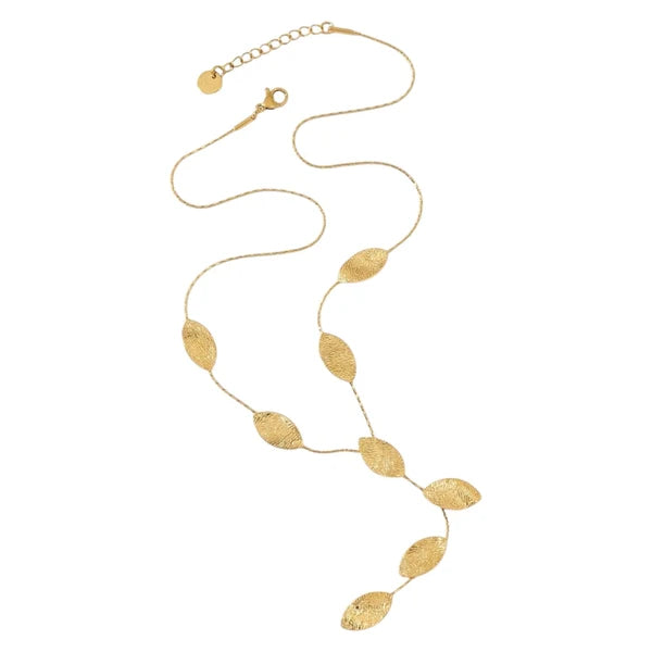 Feather Y necklace gold