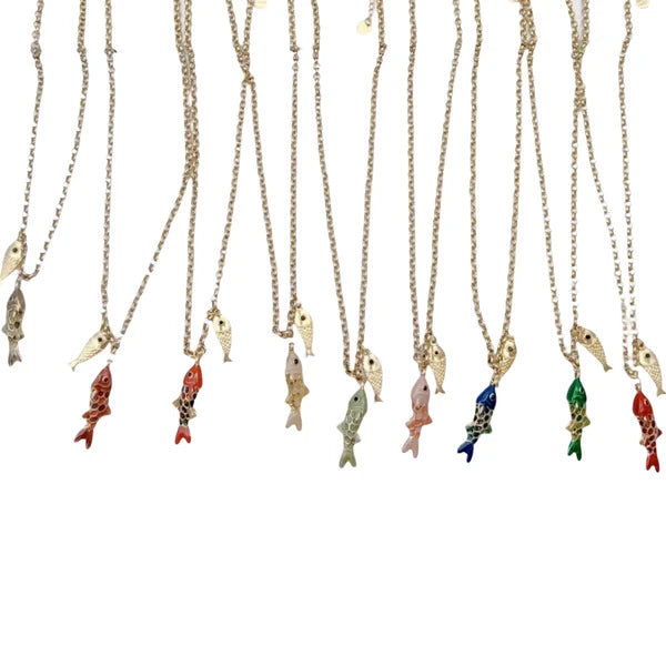 fishy short necklace gold/bordeaux