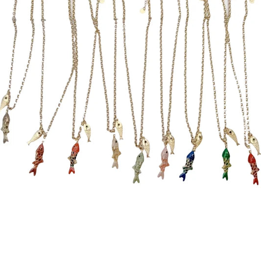 fishy short necklace gold/bordeaux